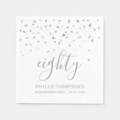 Serviette En Papier Silver Confetti Personnalisé 80ème anniversaire (Devant)
