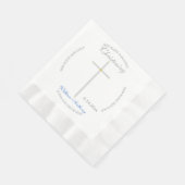 Serviette En Papier Silver Cross Christening Blue Baby Name (Coin)