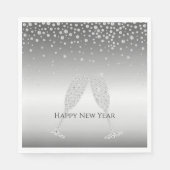 Serviette En Papier Silver Diamond Sparkle Champagne Glass New Year's (Devant)