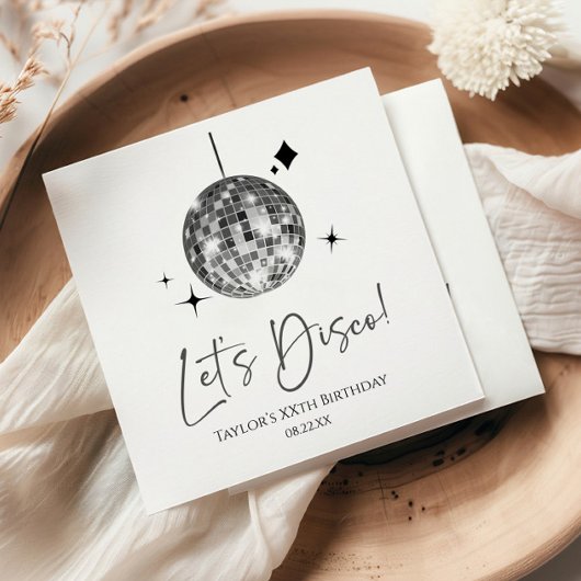 Serviette En Papier Silver Disco Ball Let's Disco fête d'anniversaire