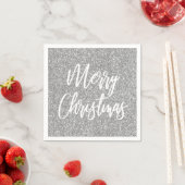 Serviette En Papier Silver Faux Parties scintillant Joyeux Noël Callig (En situation)