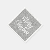 Serviette En Papier Silver Faux Parties scintillant Joyeux Noël Callig (Coin)
