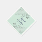 Serviette En Papier Silver Filigree Elegant Mint Green & Navy Mariage (Coin)