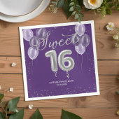 Serviette En Papier Silver Foil Sweet 16 Anniversaires Ballons Party P