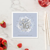 Serviette En Papier Silver Foil Sweet 16 Ballons Anniversaires Dusty B (En situation)