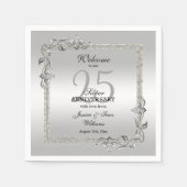 Serviette En Papier Silver Gem & Glitter 25th Wedding Anniversary (Devant)