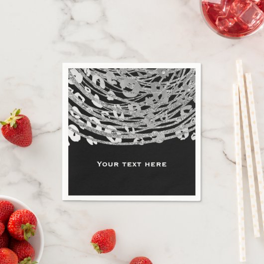 Serviette En Papier Silver Glam Cheetah Print Exotic Print Party (En situation)