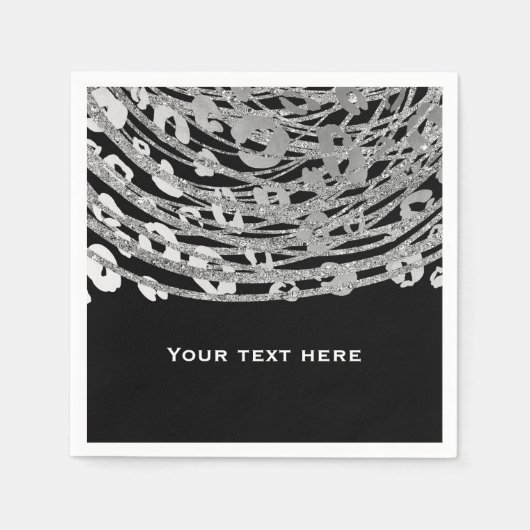 Serviette En Papier Silver Glam Cheetah Print Exotic Print Party (Devant)