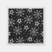 Serviette En Papier Silver Glitter Stars & Snowflakes Napkins (Devant)