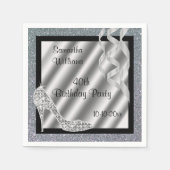 Serviette En Papier Silver Glittery Stiletto & Streamers 40e anniversa (Devant)