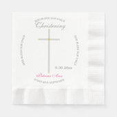 Serviette En Papier Silver Gold Cross Christening Nom rose (Devant)