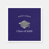 Serviette En Papier Silver Graduation Cap -Class of 2026 (Devant)