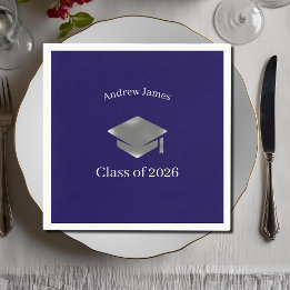 Serviette En Papier Silver Graduation Cap -Class of 2026