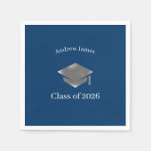Serviette En Papier  Silver Graduation Cap -Class of 2026= no2 (Devant)