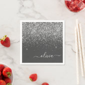 Serviette En Papier Silver Grey Girl Parties scintillant étincelante N (En situation)
