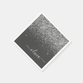 Serviette En Papier Silver Grey Girl Parties scintillant étincelante N (Coin)