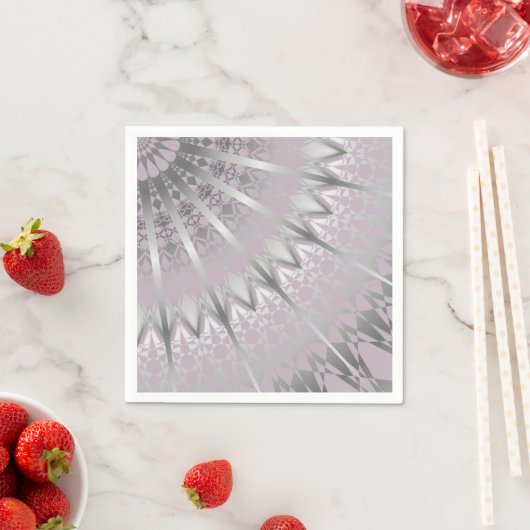 Serviette En Papier Silver Mauve Mandala (En situation)