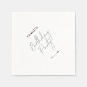 Serviette En Papier Silver Modern Brush Script Adult Anniversaire Part (Devant)