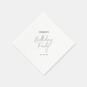 Serviette En Papier Silver Modern Brush Script Adult Anniversaire Part