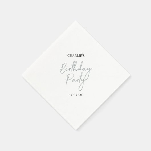 Serviette En Papier Silver Modern Brush Script Adult Anniversaire Part (Coin)