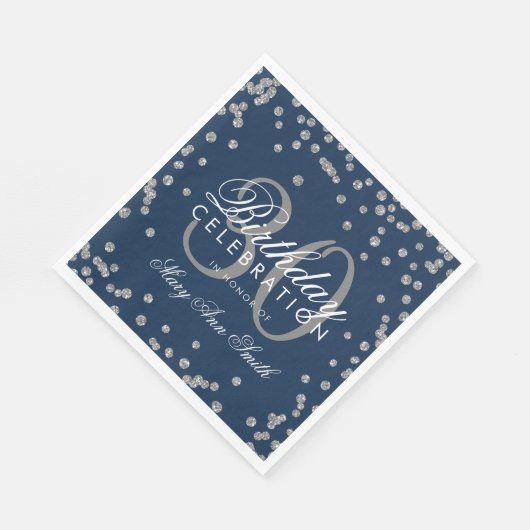 Serviette En Papier Silver Navy Blue 30th Birthday Parties scintillant (Coin)