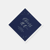 Serviette En Papier Silver & Navy Blue Cheers 100e fête d'anniversaire (Coin)