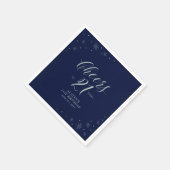 Serviette En Papier Silver & Navy Blue Cheers 21e fête d'anniversaire (Coin)