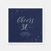 Serviette En Papier Silver & Navy Blue Cheers 30e fête d'anniversaire (Devant)