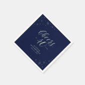 Serviette En Papier Silver & Navy Blue Cheers 40th Birthday Party (Coin)