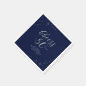 Serviette En Papier Silver & Navy Blue Cheers 80e fête d'anniversaire (Coin)