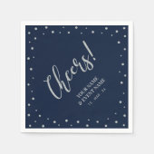 Serviette En Papier Silver & Navy Blue Modern Cheval Anniversaire (Devant)