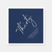 Serviette En Papier Silver & Navy Blue Trente fête d'anniversaire (Devant)