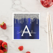 Serviette En Papier Silver Navy Parties scintillant bleue Étincelle No (En situation)