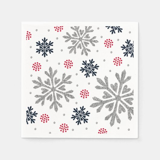Serviette En Papier Silver Parties scintillant Fête de neige (Devant)