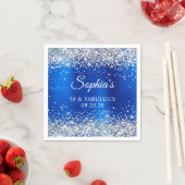 Serviette En Papier Silver Parties scintillant Royal Blue Foil 50 & Fa (En situation)