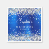 Serviette En Papier Silver Parties scintillant Royal Blue Foil 50 & Fa (Devant)