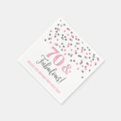 Serviette En Papier Silver Pink Confetti 70 & Fabulous (Coin)