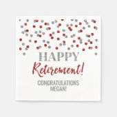 Serviette En Papier Silver Red Confetti joyeuse retraite (Devant)