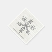 Serviette En Papier Silver Snowflake Élégant Chic Fête (Coin)