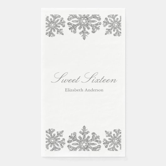Serviette En Papier Silver Snowflake Winter Sweet 16 (Devant)