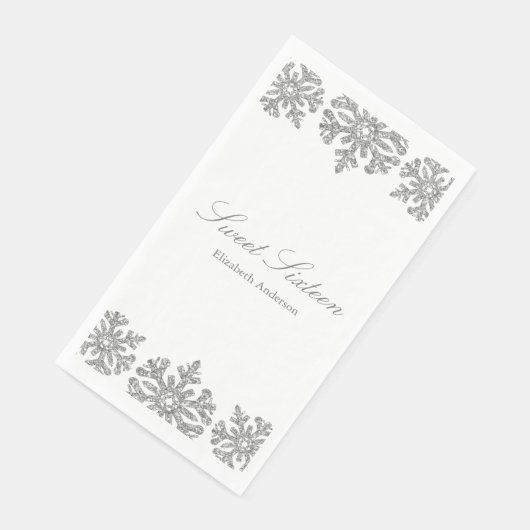 Serviette En Papier Silver Snowflake Winter Sweet 16 (Coin)