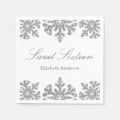 Serviette En Papier Silver Snowflake Winter Sweet 16 (Devant)