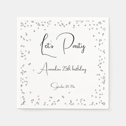 Serviette En Papier Silver Sparkles entièrement personnalisable Faison (Devant)