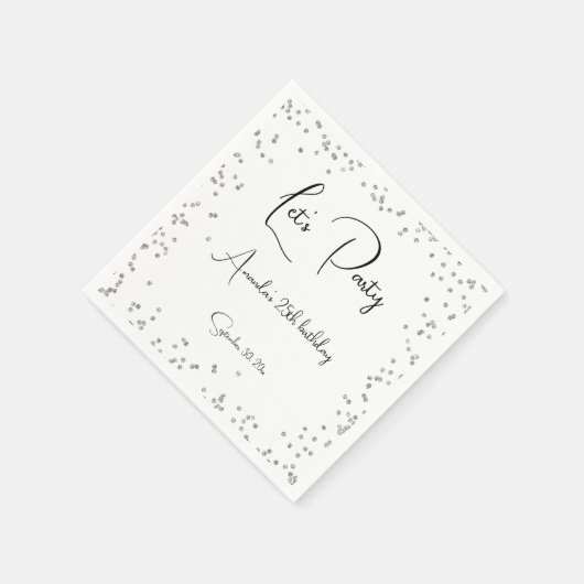 Serviette En Papier Silver Sparkles entièrement personnalisable Faison (Coin)