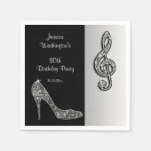 Serviette En Papier Silver Stiletto & Treble Cleft Anniversaire (Devant)