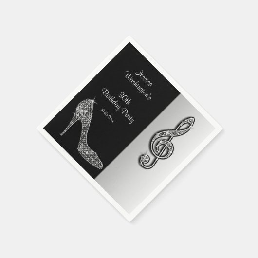 Serviette En Papier Silver Stiletto & Treble Cleft Anniversaire (Coin)