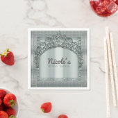 Serviette En Papier Silver Tiara Crown & Diamond Bling Party Élégant (En situation)