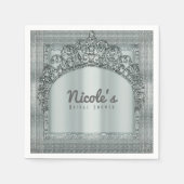 Serviette En Papier Silver Tiara Crown & Diamond Bling Party Élégant (Devant)