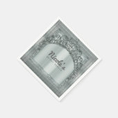 Serviette En Papier Silver Tiara Crown & Diamond Bling Party Élégant (Coin)