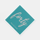Serviette En Papier Silver Turquoise 40 Anniversaire Parties scintilla (Coin)